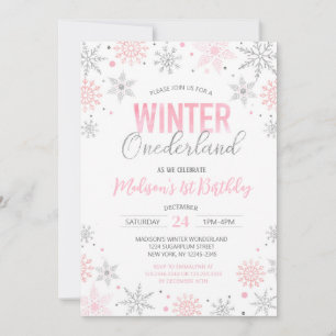 Invitation Hiver Onederland Snowflakes Premier anniversaire