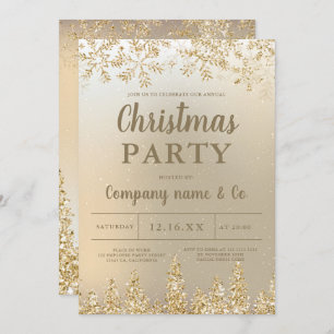 Invitation Hiver or neige pin métallique entreprise Noël
