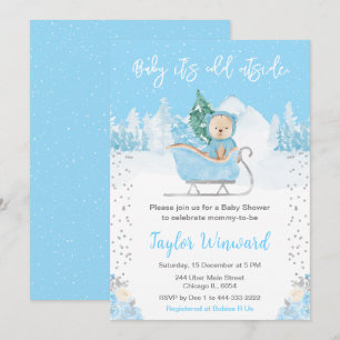 Invitation Hiver Ours Bleu Baby shower couleigh