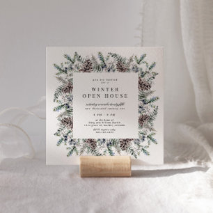 Invitation Hiver Pastel Élégant Carré Open House
