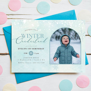 Invitation Hiver Pays-Bas Garçon Fille Arche Photo 1er Annive