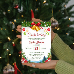 Invitation hiver Père Noël bébé Noël Baby shower de vacances