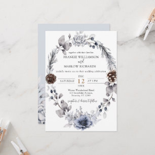 Invitation Hiver Pine Cône Floral Wreath Boho Mariage Invita