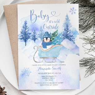 Invitation Hiver Pingouin ARCTIQUE Baby shower de flocon de n