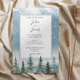 Invitation Hiver Pins Rustiques Lanterne Mariage botanique