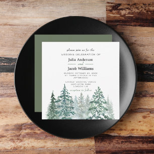 Invitation Hiver Pins Rustiques Lanterne Mariage botanique