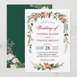 Invitation Hiver Poinsettia Botanique Arc Floral Mariage
