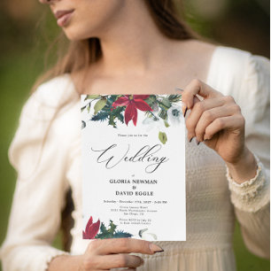 Invitation Hiver Poinsettia Mariage de vacances
