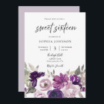 Invitation Hiver Purple Lavande Floral Sweet 16 Partie<br><div class="desc">Winter Purple Lavande Floral Sweet 16 Party Invitation Voir la collection correspondante dans Niche et Nest Store</div>