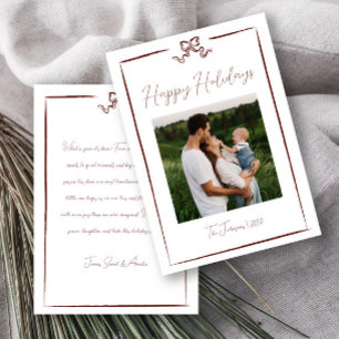 Invitation Hiver Rouge Main Tirée Bow Joyeuses Vacances Une p