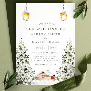 Invitation Hiver Russe Cabine Pin à neige Mariage