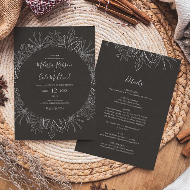 Invitation Hiver rustique | Charbon tout en un Mariage (Créateur téléchargé)