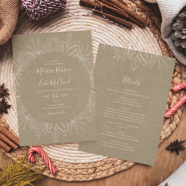 Invitation Hiver rustique | Kraft Tout en un Mariage (Créateur téléchargé)