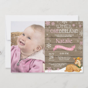 Invitation Hiver rustique Onederland Cerf 1er Anniversaire