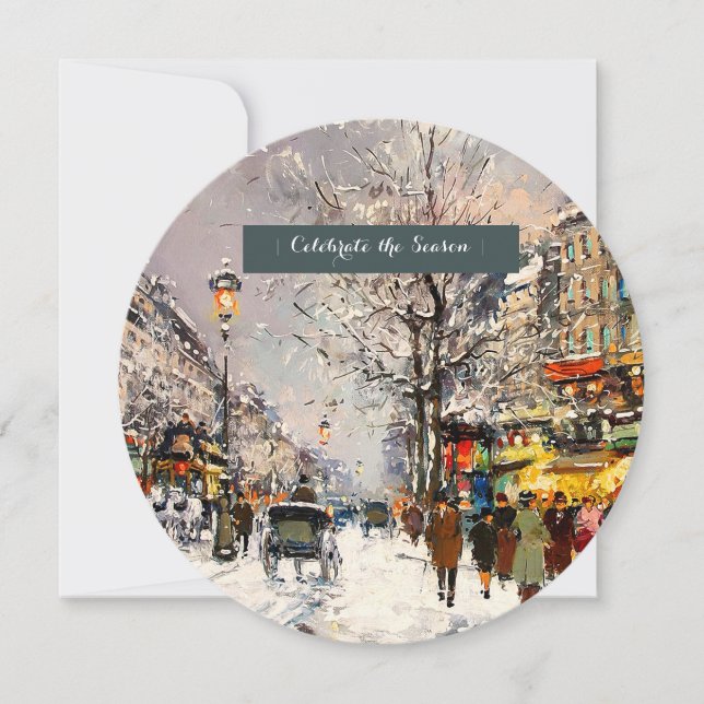 Invitation Hiver Scène Parisienne Fête de Vacances (Devant)