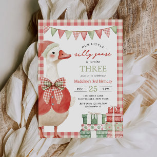 Invitation Hiver Silly Goose Noël En vichy 3e anniversaire