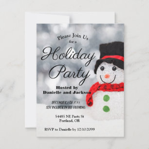 Invitation Hiver Snowman w Top Hat Holiday