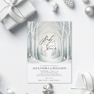 Invitation Hiver Sunrise Forest Fox Coed Neutral Baby shower