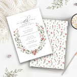 Invitation Hiver Surprise fête verdure 40e anniversaire<br><div class="desc">Aquarelle vert sauge moderne Boho cadre botanique est accentué de petites fleurs poinsettia.</div>