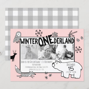 Invitation Hiver Un derland 1er anniversaire Tri Photo Woodla