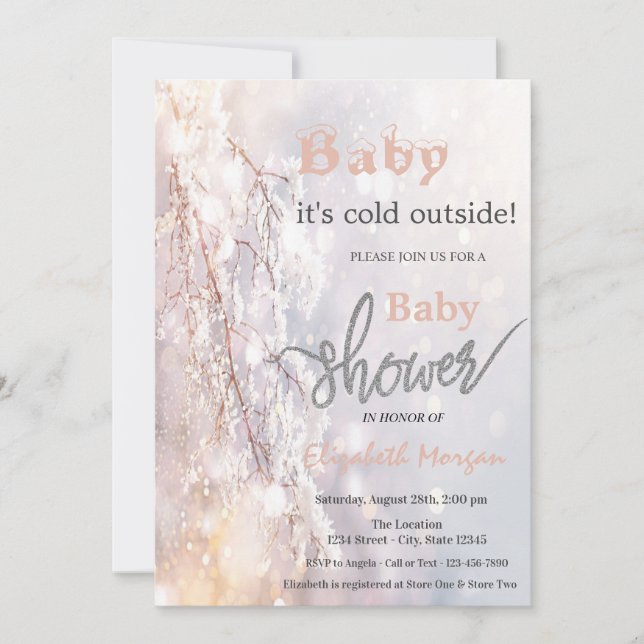 Invitation Hiver Wonderland Branches Baby shower (Devant)