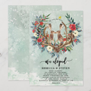 Invitation hivernal noël lièvres floraux nous avons elopé