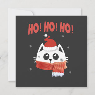 Invitation Ho Ho Ho Chapeau de Père Noël pour Chat Mignon Ho