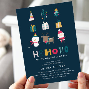 Invitation HO HO HO Christmas Couple Baby shower
