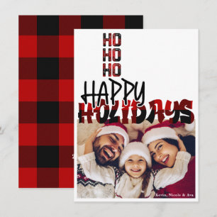 Invitation HO HO HO Grunge Carreaux de Sécot Fête de Noël Car