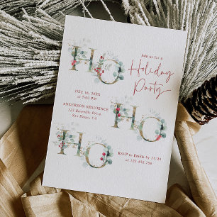 Invitation Ho Ho Ho Red & Green Modern Holiday Party