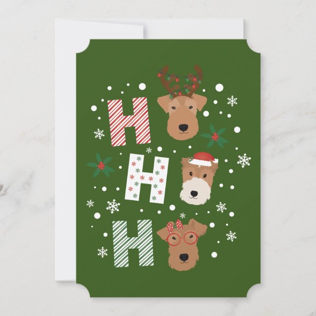 Invitation Ho Ho Ho Welsh Terrier Joyeux Noël (Devant)