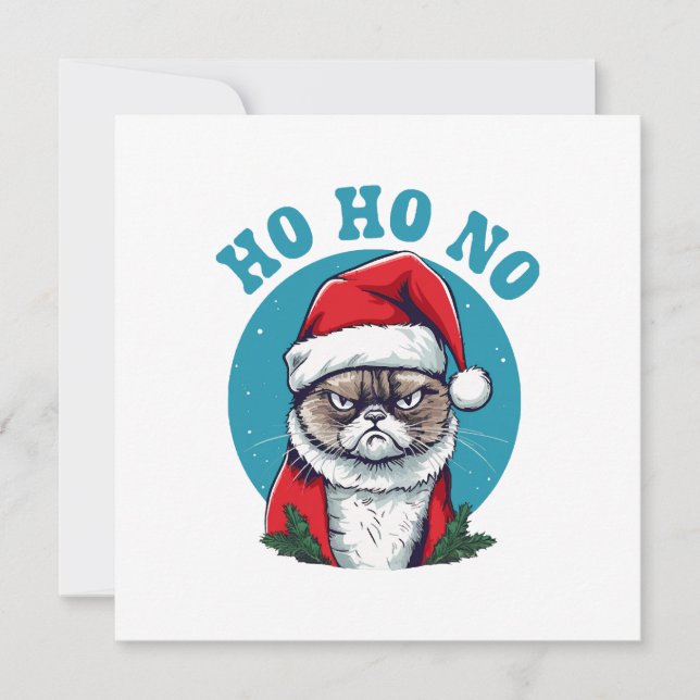 Invitation Ho ho non - drôle de chat de Noël grincheux (Devant)