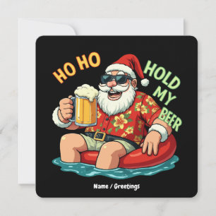 Invitation Ho Ho Tenir Ma Bière Drôle Boire Père Noël Noël