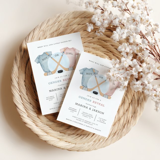 Invitation Hockey baby shower, hockey gender reveal (hockey baby shower invite)