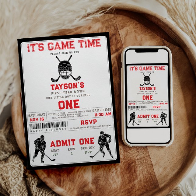 Invitation Hockey Première Année - 1er Anniversaire  (Créateur téléchargé)