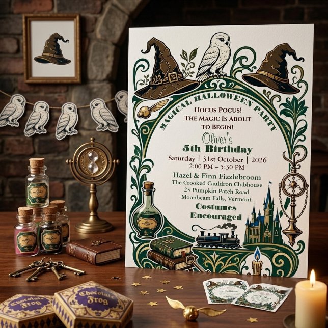 Invitation Hocus Pocus Anniversaire Magique de Conte de Fées  (Hocus Pocus Magical Halloween Fairy Tale Birthday Invitation)
