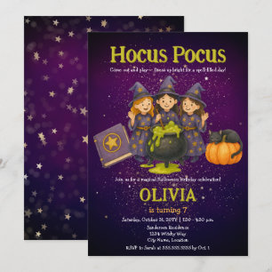 Invitation Hocus Pocus Halloween fête d'anniversaire