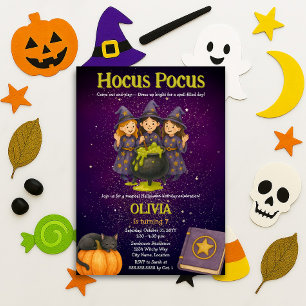 Invitation Hocus Pocus Halloween fête d'anniversaire