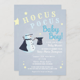 Invitation Hocus Pocus Magic Snowman Winter Boy Baby shower