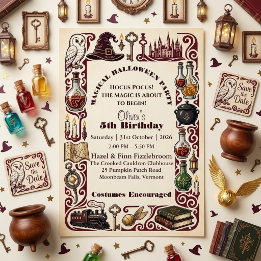 Invitation Hocus Pocus Magical Halloween Story Book Birthday