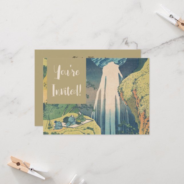 Invitation Hokusai Amida Cascade Japon (Devant/Arrière en situation)