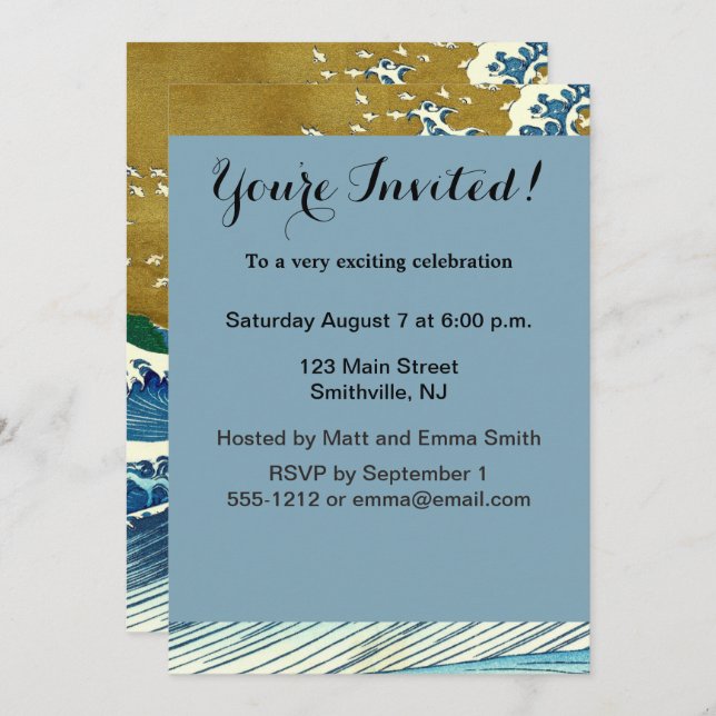 Invitation Hokusai Big Wave Japon Art japonais (Devant / Derrière)