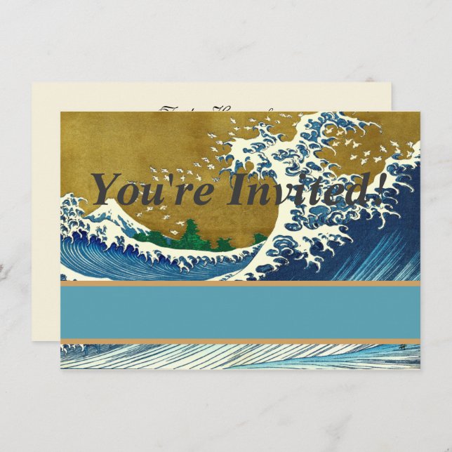 Invitation Hokusai Big Wave Japon Art japonais (Devant / Derrière)