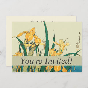 Invitation Hokusai grasshopper et iris Japon