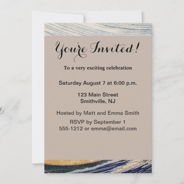 Invitation Hokusai Ocean Waves Sea Boats (Devant)