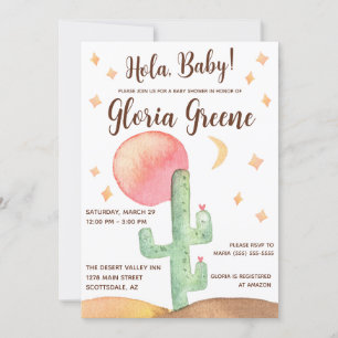 Invitation Hola Baby ! Baby shower Boho Cactus du désert