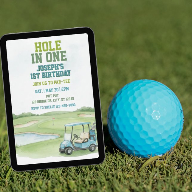 Invitation Hole In One, Blue Golf 1st Birthday (Créateur téléchargé)