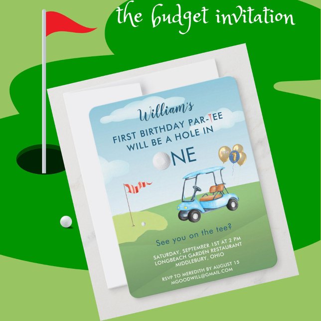 Invitation Hole In One BUDGET Boy Golf Partee 1er anniversair (Créateur téléchargé)