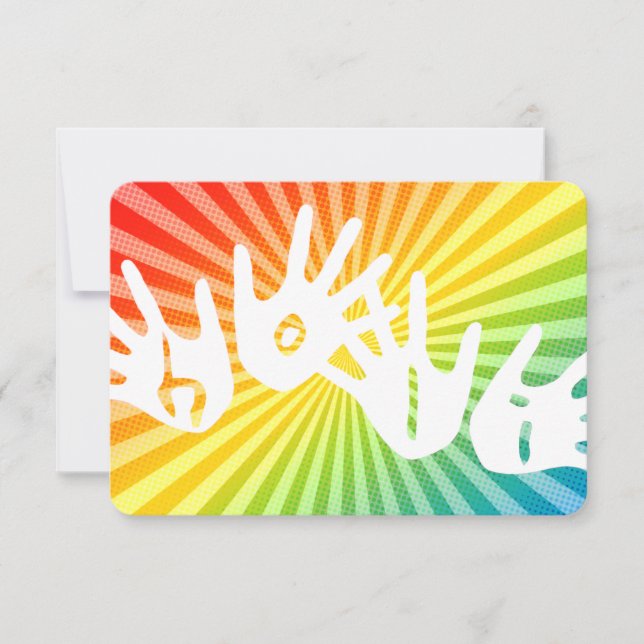 Invitation holi arc-en-ciel mains (Devant)