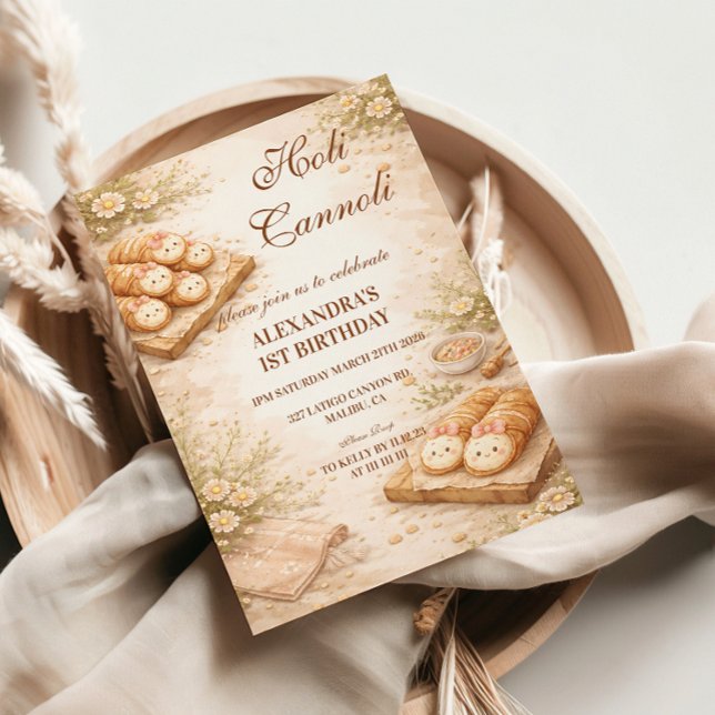 Invitation Holi Cannoli Whimsical Bakery 1er Anniversaire (Créateur téléchargé)